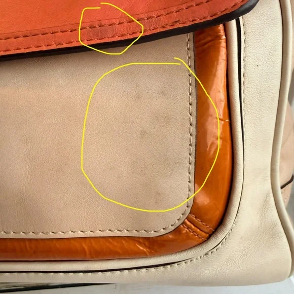 COACH | Louisa Satchel (2011) #19276, Beige and Coral Color Block - Picture 10 of 17